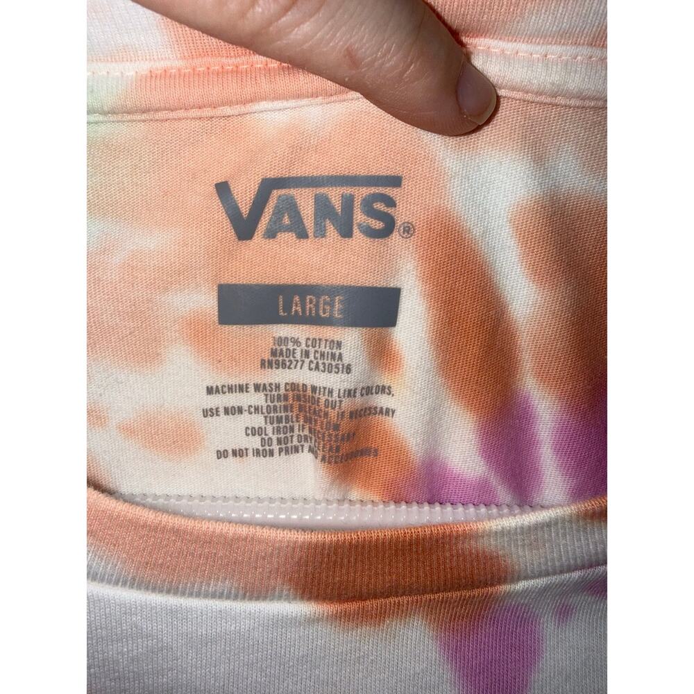 Vans Off The Wall Tie Dye T-Shirt Dress Spiral Pastel Peach Purple Mint Large - Picture 2 of 8